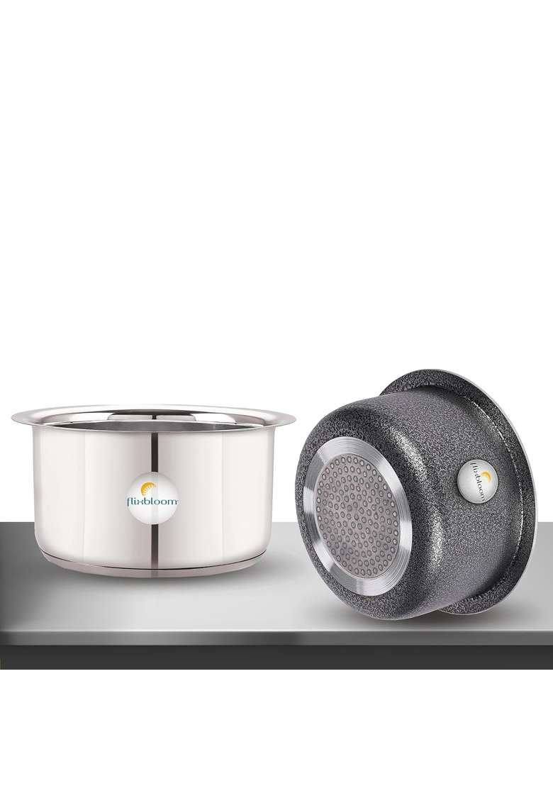 FLIXBLOOM Finest Stainless Steel and Hard Anodised Aluminium Special Combo Utensils | 1 L | 1.1 Qt | Induction Compatible - Indya