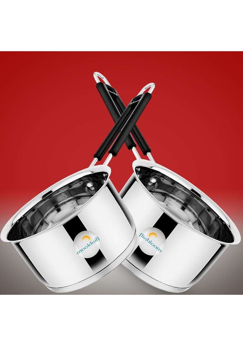 FLIXBLOOM Mega Family Combo Pack Stainless Steel Triply-Bottom Induction and LPG Friendly | 2 L | 2.1 Qt - Indya