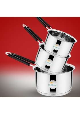 FLIXBLOOM Mega Family Combo Pack Stainless Steel Triply-Bottom Induction and LPG | 2 L | 2.1 Qt | 3-Piece Set
