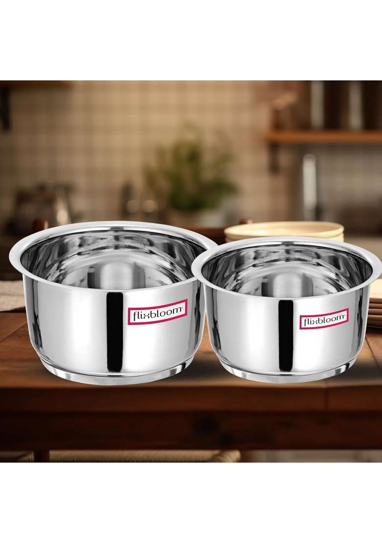 FLIXBLOOM Stainless Steel | 4 L | 4.2 Qt | 2-Piece Set | Induction Compatible | Tri-Ply - Indya
