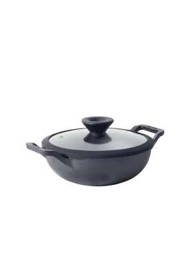 Meyer Pre Seasoned Cast Iron Kadai Wok | 1.5 L | 1.6 Qt | 20 cm | 7.9 Inch | Induction Compatible | Heavy Bottom | With Lid