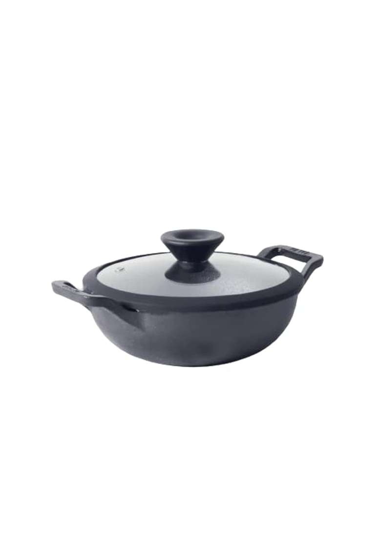 Meyer Pre Seasoned Cast Iron Kadai Wok | 1.5 L | 1.6 Qt | 20 cm | 7.9 Inch | Induction Compatible | Heavy Bottom | With Lid - Indya