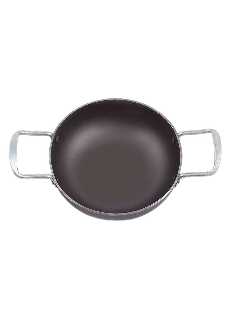 KITCHEN SHOPEE Iron 2pes Cookware Set Kadai Wok Cooking Deep Kadhai Heavy Base Multipurpose Use | 3 L | 3.2 Qt | 20 cm | 7.9 Inch - Indya
