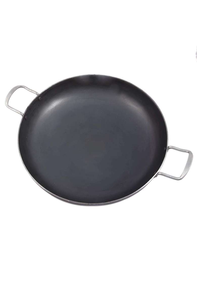 KITCHEN SHOPEE Iron Kadai Wok Cookware Combo 2 Pes Set Iron Fry Kadhai Pan Handmade Kitchen Fry | 5 L | 5.3 Qt | Induction Compatible - Indya