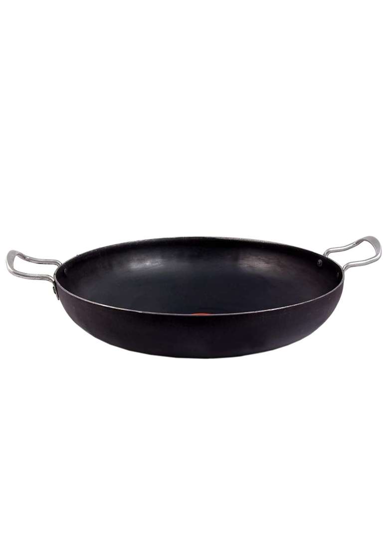 KITCHEN SHOPEE Iron Kadai Wok Cookware Combo 2 Pes Set Iron Fry Kadhai Pan Handmade Kitchen Fry | 5 L | 5.3 Qt | Induction Compatible - Indya