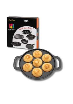 Human Hydro Pre-Seasoned Cast Iron Paniyaram Pan Ebelskiver-Style Pan | Induction Compatible | Non-Stick