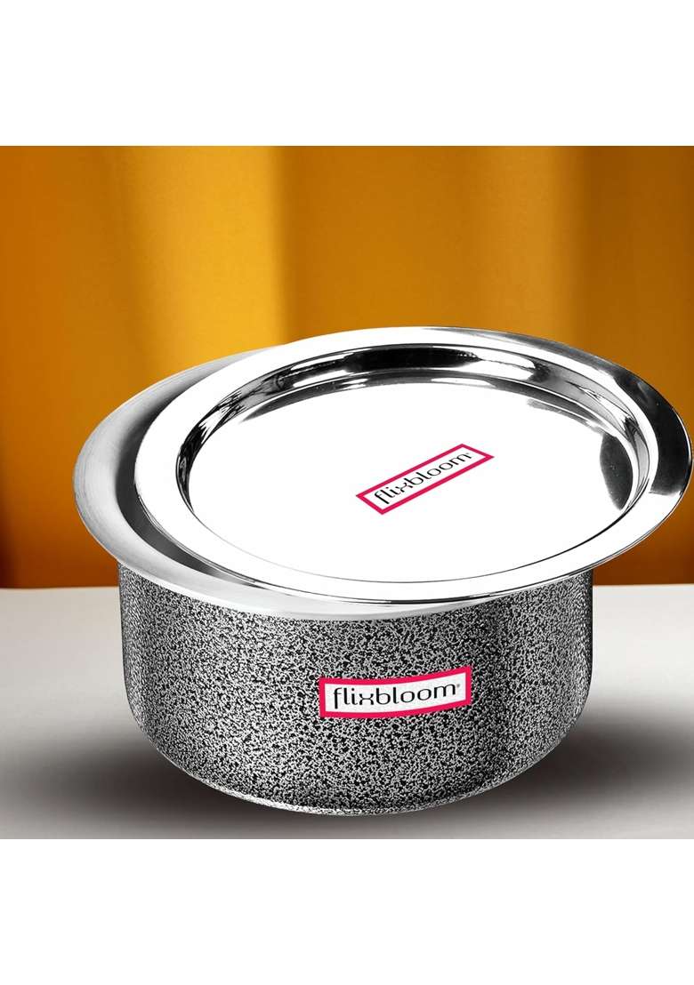 FLIXBLOOM Select Hard Anodised Tope with Lid Induction Base Bottom LPG Friendly Kitchen | 3 L | 3.2 Qt - Indya