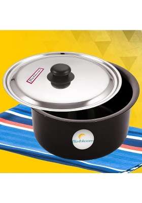 FLIXBLOOM Galactic Black Hard Anodised Thik Tope Cooking Pot Patila Bhagona Handi Tapila Tapeli | 5 L | 5.3 Qt | Induction Compatible | With Lid