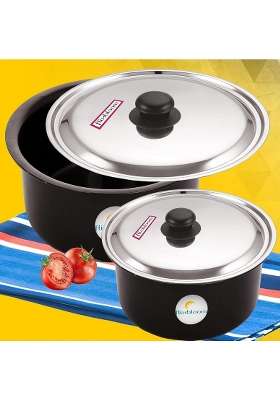FLIXBLOOM Galactic Black Hard Anodised Thick Combo Pack | 2 L | 2.1 Qt | Induction Compatible | With Lid