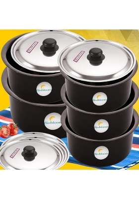 FLIXBLOOM Galactic Black Hard Anodised Thick Combo Mega | 3 L | 3.2 Qt | Induction Compatible | With Lid