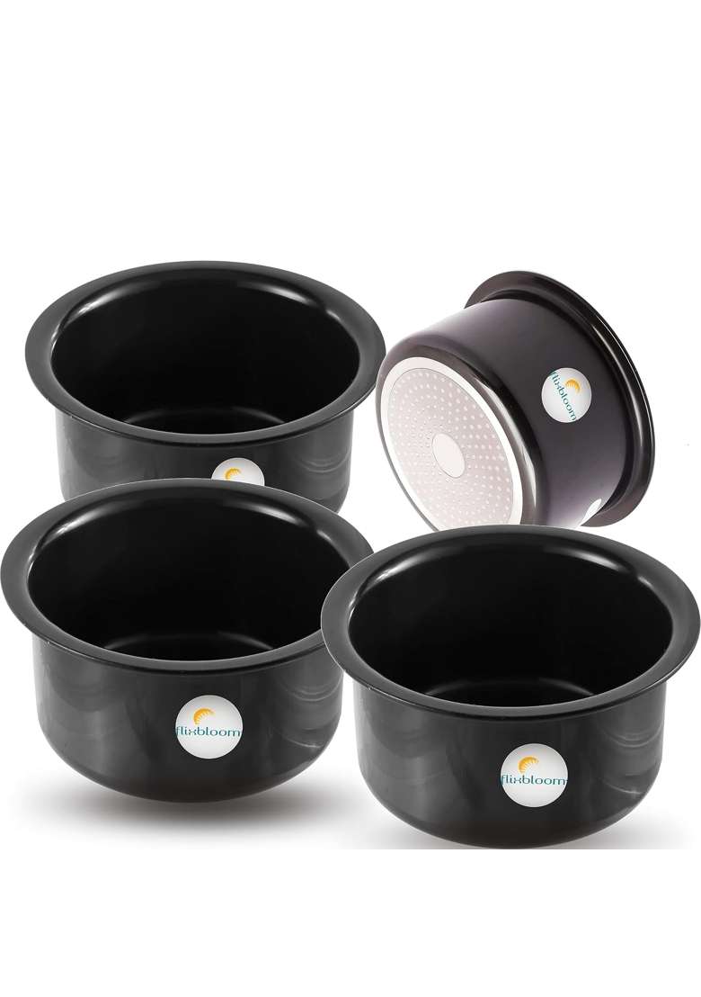 FLIXBLOOM Cosmos Black Hard Anodised Thick Combo Pack Set | 3 L | 3.2 Qt | Induction Compatible | With Lid - Indya