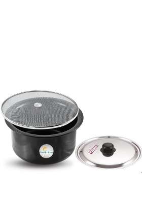 FLIXBLOOM Cosmos Black Hard Anodised Thick Utensil | 5 L | 5.3 Qt | Induction Compatible | With Lid