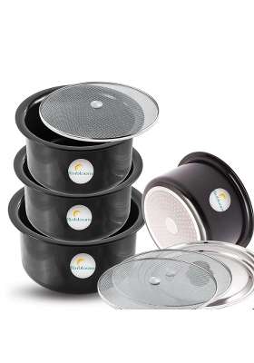 FLIXBLOOM Cosmos Black Hard Anodised Thik | 1 L | 1.1 Qt | Induction Compatible | With Lid
