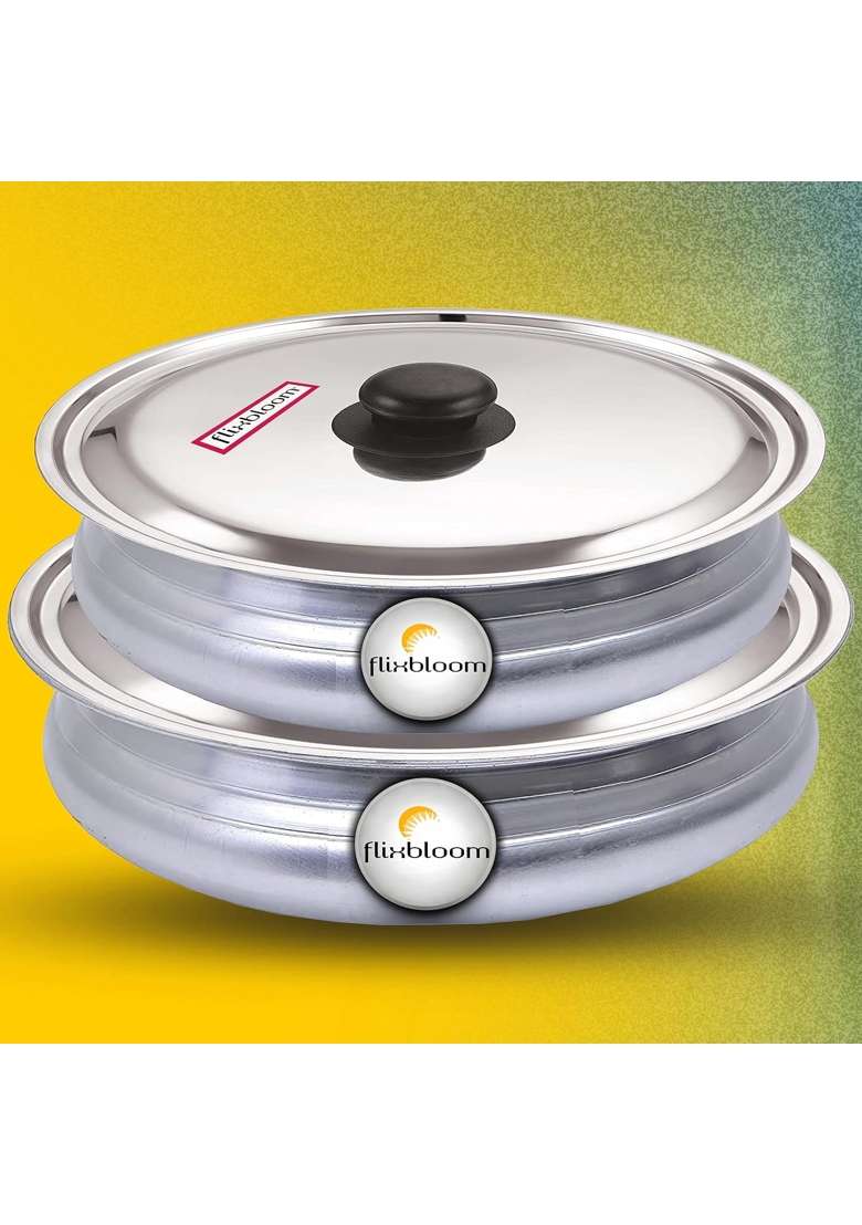 FLIXBLOOM Neoteric Combo Kitchen Cookware Set Induction Base Urli for Cooking Hard | 2 L | 2.1 Qt | With Lid - Indya