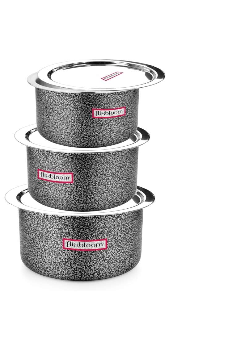 FLIXBLOOM Cook Max Hard Anodised Induction Base | 2 L | 2.1 Qt | With Lid - Indya