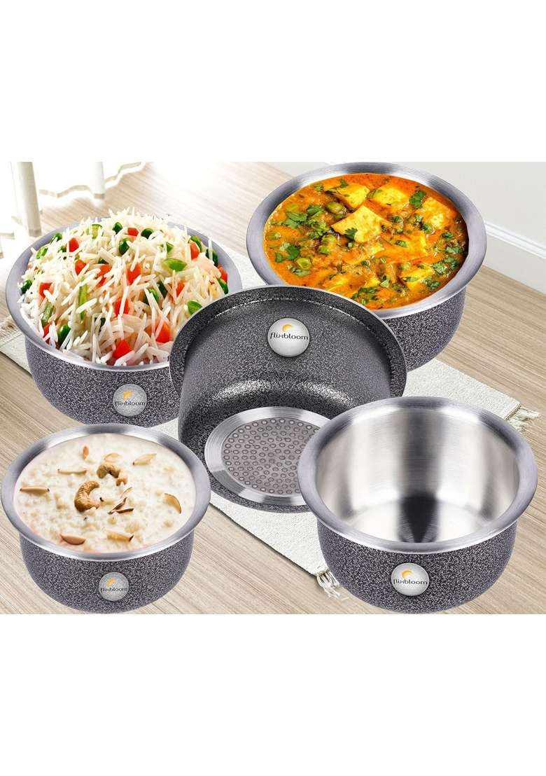 FLIXBLOOM Finest Hard Anodised Combo Kitchen Utensils Cookware Sets Induction Base | 1 L | 1.1 Qt - Indya