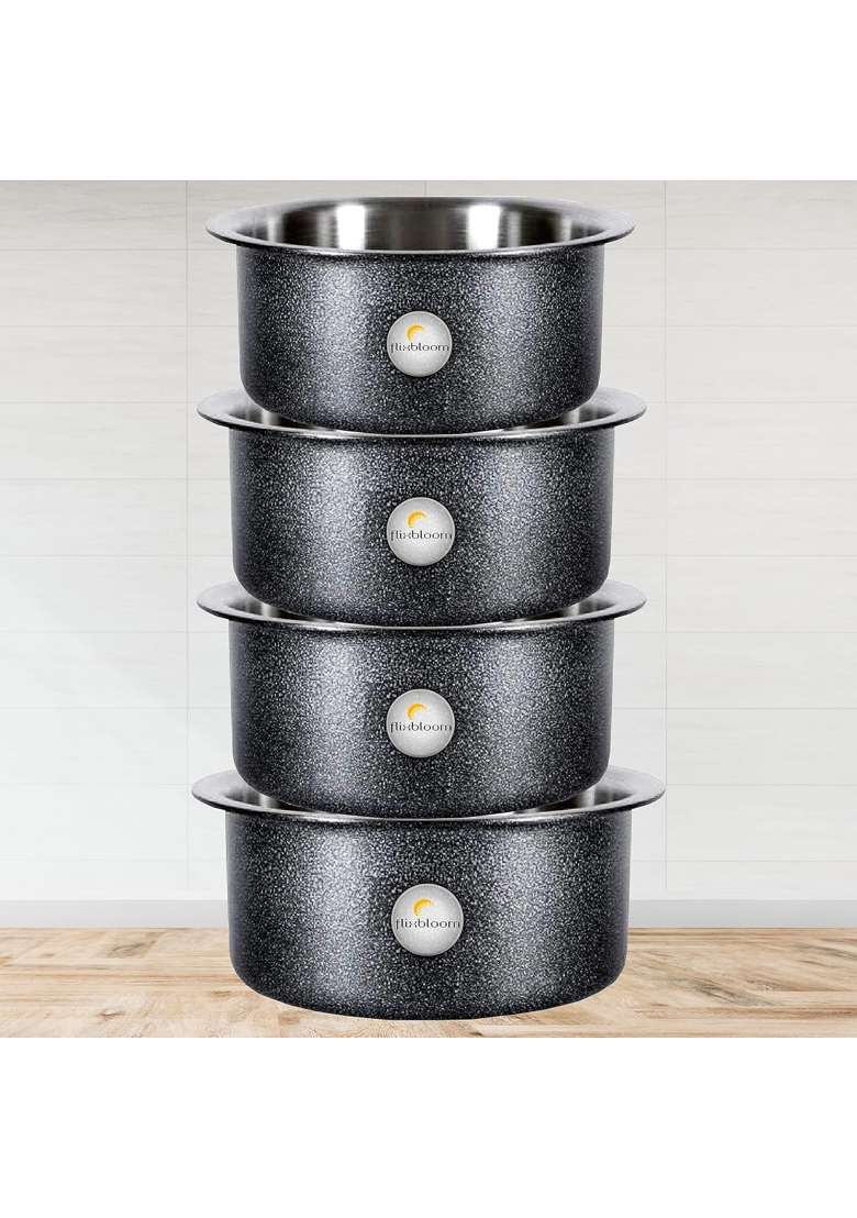 FLIXBLOOM Special Utensils Induction Base Combo Cookware Sets Induction Bottom Tope Cooking Pot Handi | 2 L | 2.1 Qt | 4-Piece Set - Indya