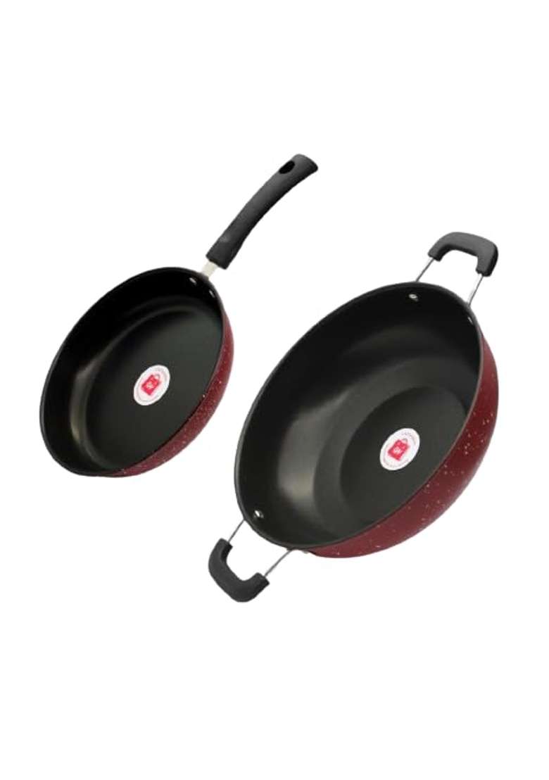 LAZYwindow Nonstick Fry Pan and Kadhai Wok | 22 cm | 8.7 Inch - Indya