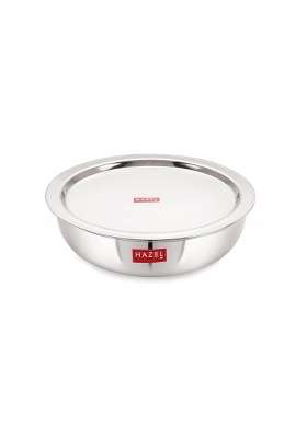 HAZEL Stainless Steel Kadai Wok Without Handle | 1 L | 1.1 Qt