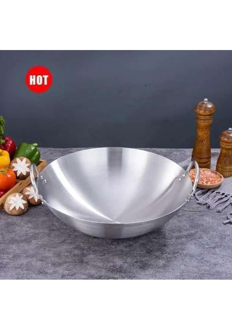 VOMI Aluminum Kadhai Wok Non Induction Kadai | 2 L | 2.1 Qt | Non-Stick - Indya