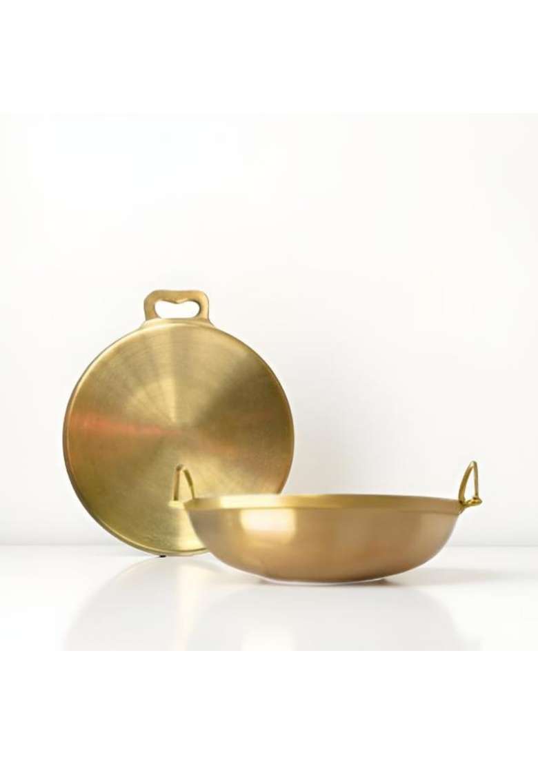 NUTRION Bronze Cookware Combo | 3 L | 3.2 Qt | 10 Inch | Induction Compatible | Non-Toxic | Tin Lined Kalai - Indya