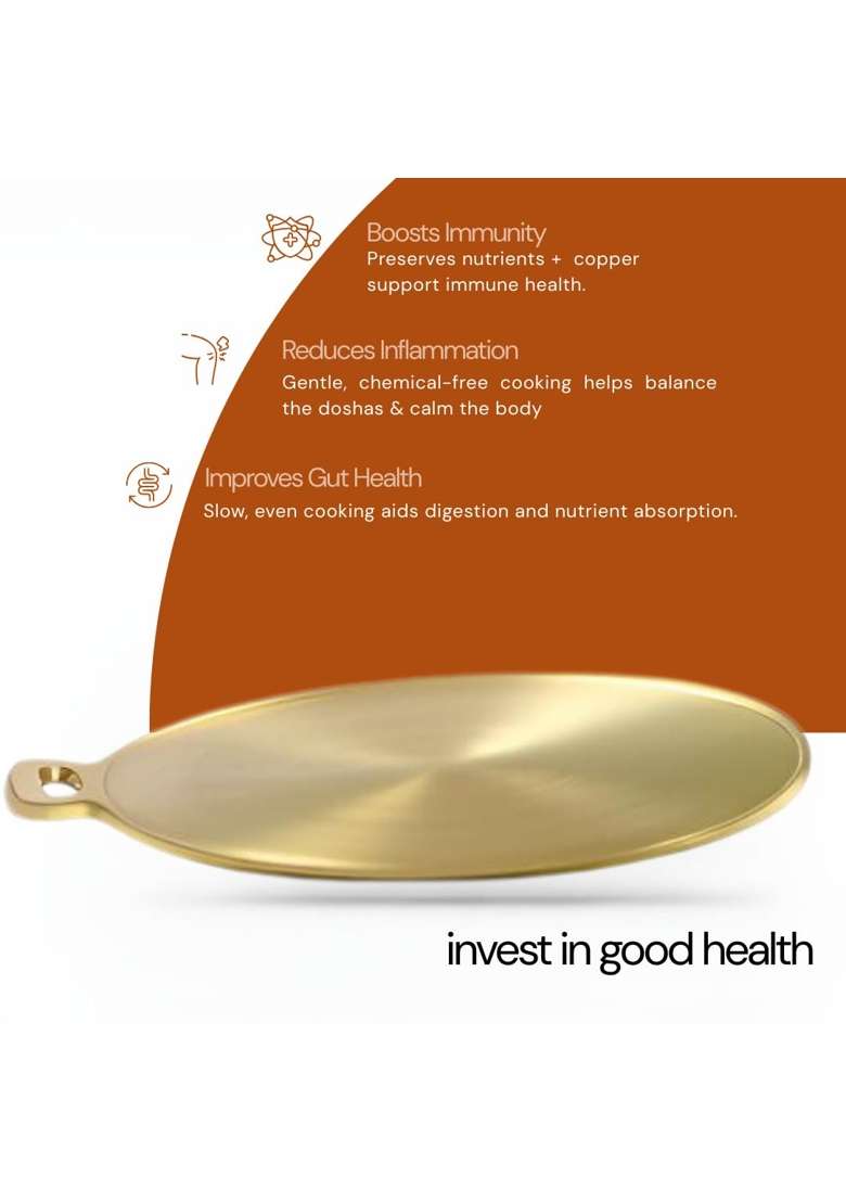 NUTRION Bronze Cookware Combo | 3 L | 3.2 Qt | 10 Inch | Induction Compatible | Non-Toxic | Tin Lined Kalai - Indya