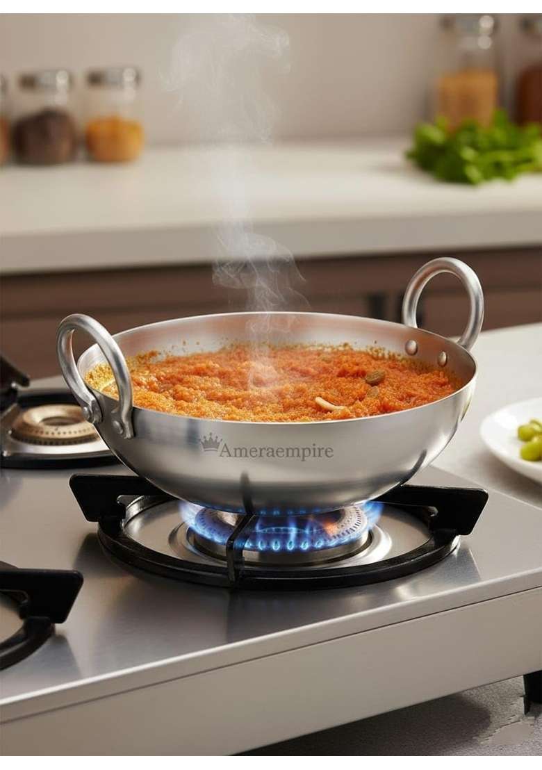 Ameraempire Premium Range of Aluminum Kadhai Wok Deep Non Induction Kadai | 5 L | 5.3 Qt | Non-Stick - Indya