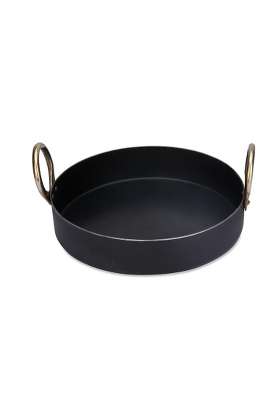 RBY Iron Flat Base Fry Pan Lohe Ki Tai Kadai Wok for Jalebi Malpua Multipurpose Food | 9 Inch | Induction Compatible | Food Safe