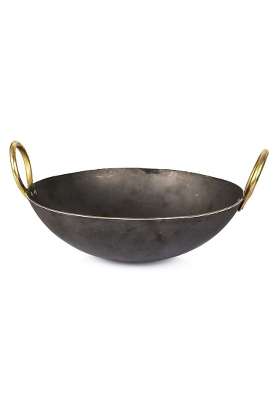 Shopsidex Heavy Base Iron Kadhai Wok