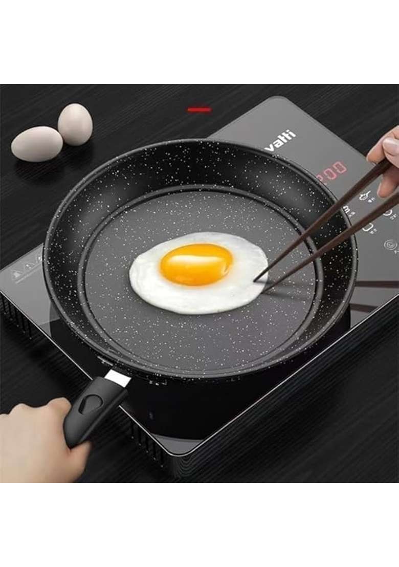 FIZLOZ Non-Stick Frying Pan Heavy Duty Thick Iron Flat Pan for Steak | 20 cm | 7.9 Inch - Indya