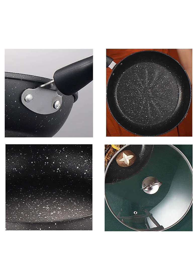 FIZLOZ Non Stick Deep Fry Pan Kadhai with Granite Coating Induction Base Multipurpose | 12 cm | 4.7 Inch - Indya