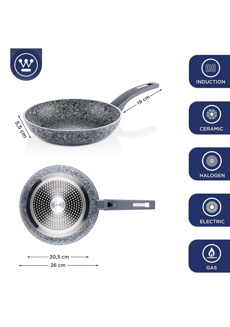 Westinghouse Granite Series Non-Stick Frying Pan | 26 cm | 10.2 Inch | Induction Compatible - Indya