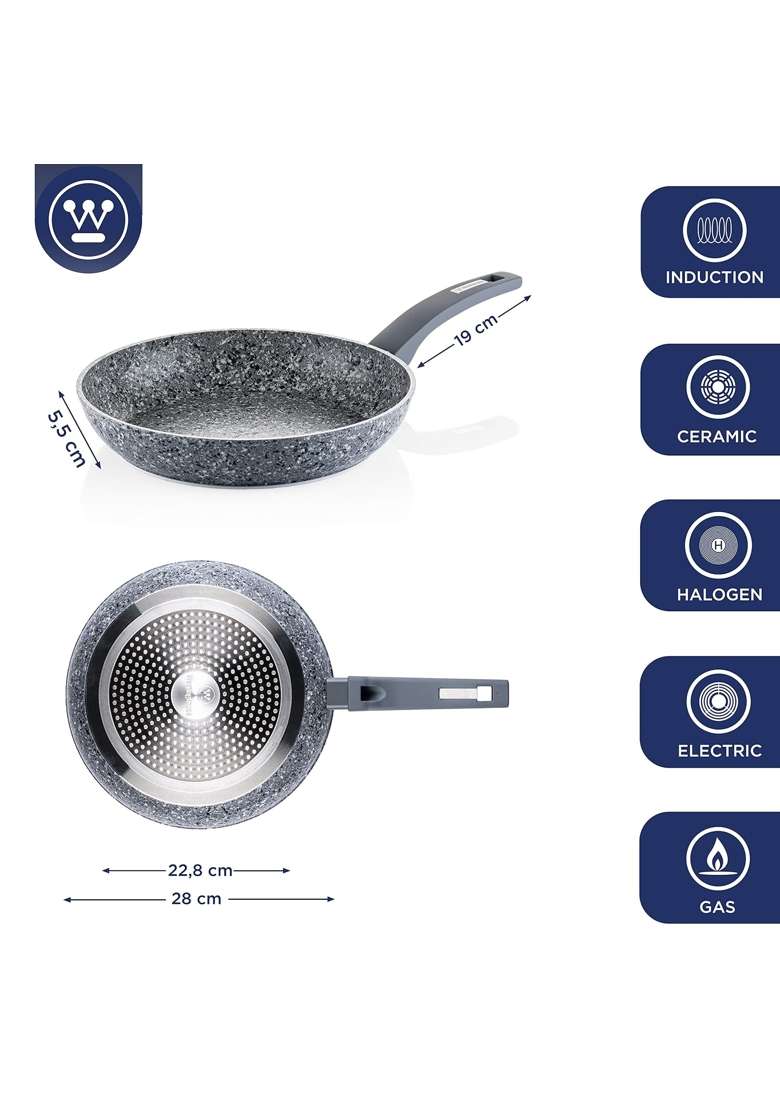 Westinghouse Granite Series Non Stick Frying Pan | 30 cm | 11.8 Inch | Induction Compatible - Indya