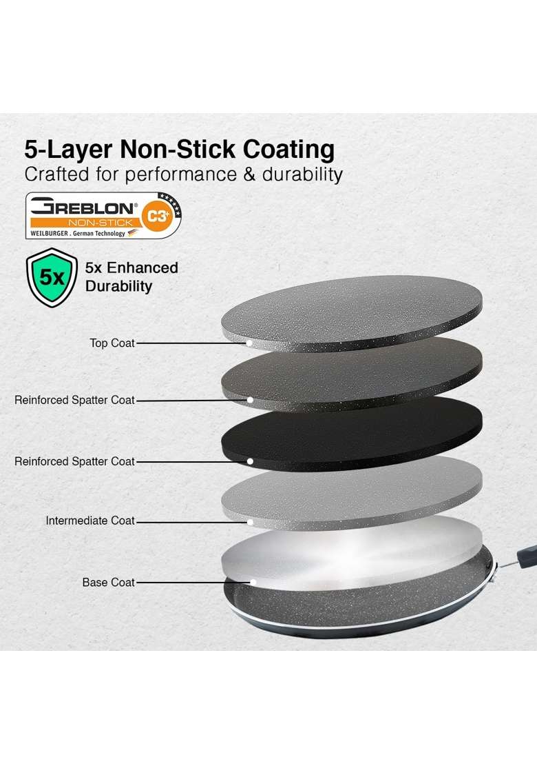 Prestige Omega Granite Non-Stick Dosa Tawa Dosa Pan | 30 cm | 11.8 Inch | Induction Compatible | Dishwasher Safe | PFOA Free - Indya