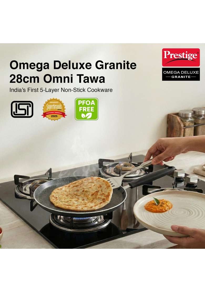 Prestige Omega Deluxe Granite Dosa Tawa Dosa Pan | 28 cm | 11 Inch | Non-Stick - Indya