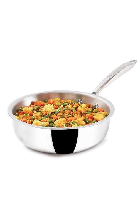 The Indus Valley Triply Stainless Steel Deep Fry Pan | 1.5 L | 1.6 Qt | 22.1 cm | 8.7 Inch | Induction Compatible | Non-Toxic | Non-Stick