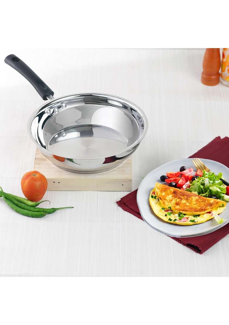 Vinod Stainless Steel Frypan | 20 cm | 7.9 Inch | Induction Compatible - Indya