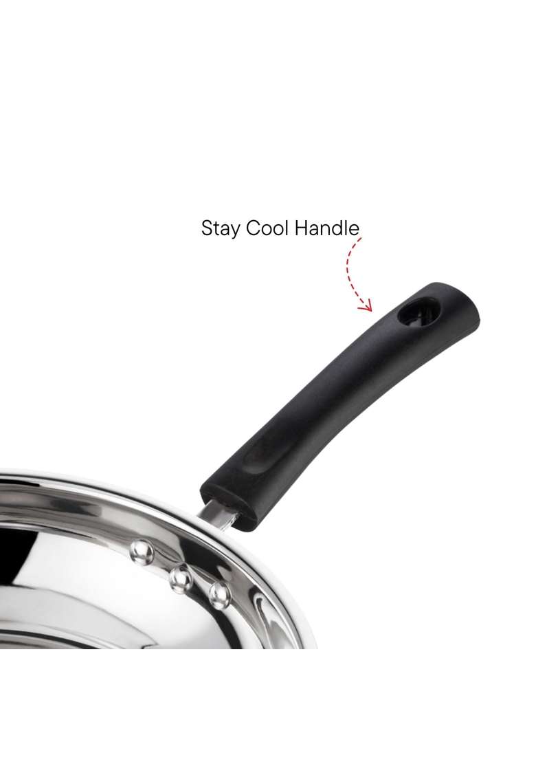 Vinod Stainless Steel Frypan | 20 cm | 7.9 Inch | Induction Compatible - Indya