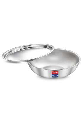 Prestige Tri-Ply Stainless Steel Splendid Tasla Deep Pan with Lid | 1.2 L | 1.3 Qt | 18 cm | 7.1 Inch | Induction Compatible