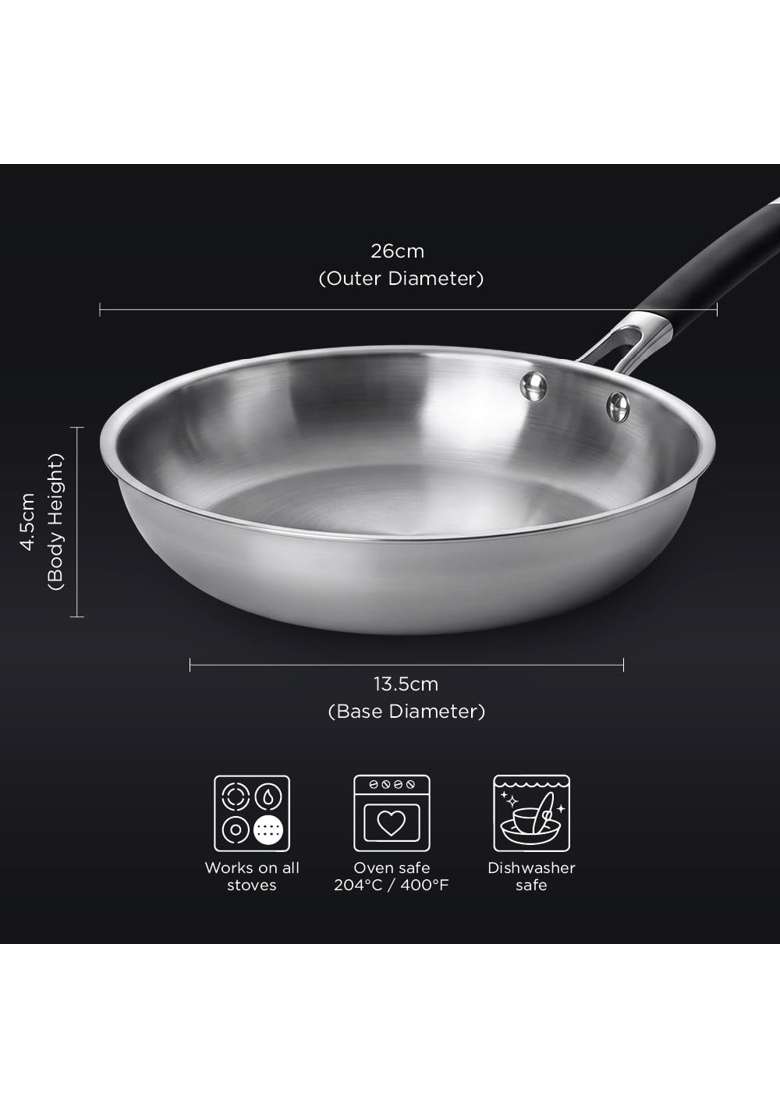 Meyer Trivantage Pro Triply Frying Pan | 26 cm | 10.2 Inch | Induction Compatible | Heavy Bottom - Indya