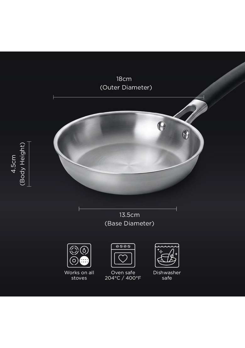 Meyer Trivantage Pro Triply Frying Pan | 18 cm | 7.1 Inch | Induction Compatible | Heavy Bottom - Indya