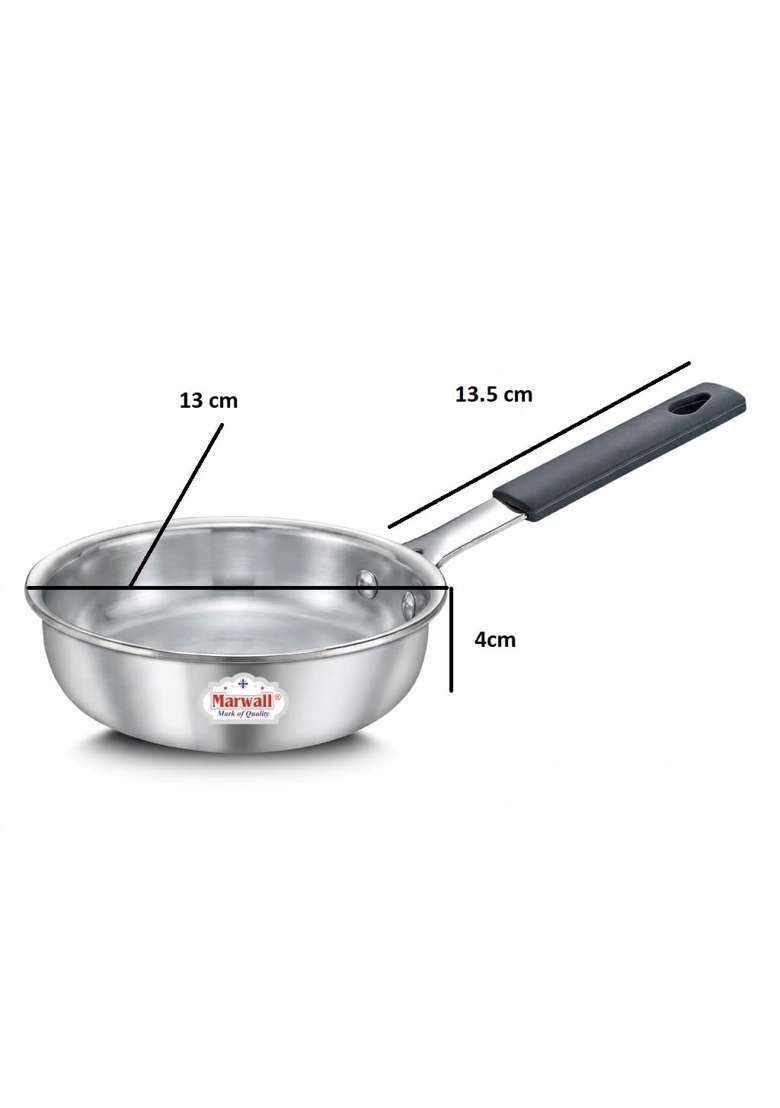 MARWALL Stainless Steel Mini Fry Pan I Baby Fry Pan | 12 cm | 4.7 Inch | Induction Compatible | Tri-Ply - Indya