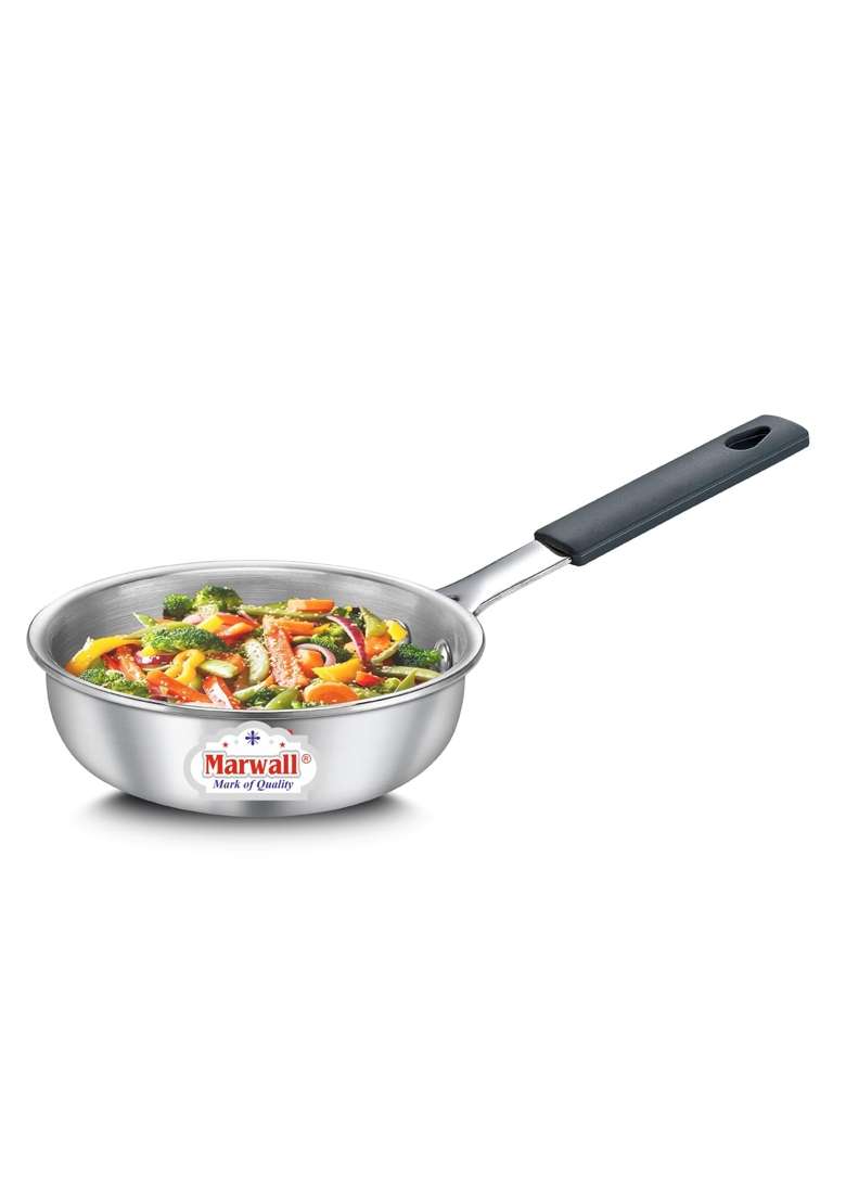 MARWALL Stainless Steel Mini Fry Pan I Baby Fry Pan | 12 cm | 4.7 Inch | Induction Compatible | Tri-Ply - Indya