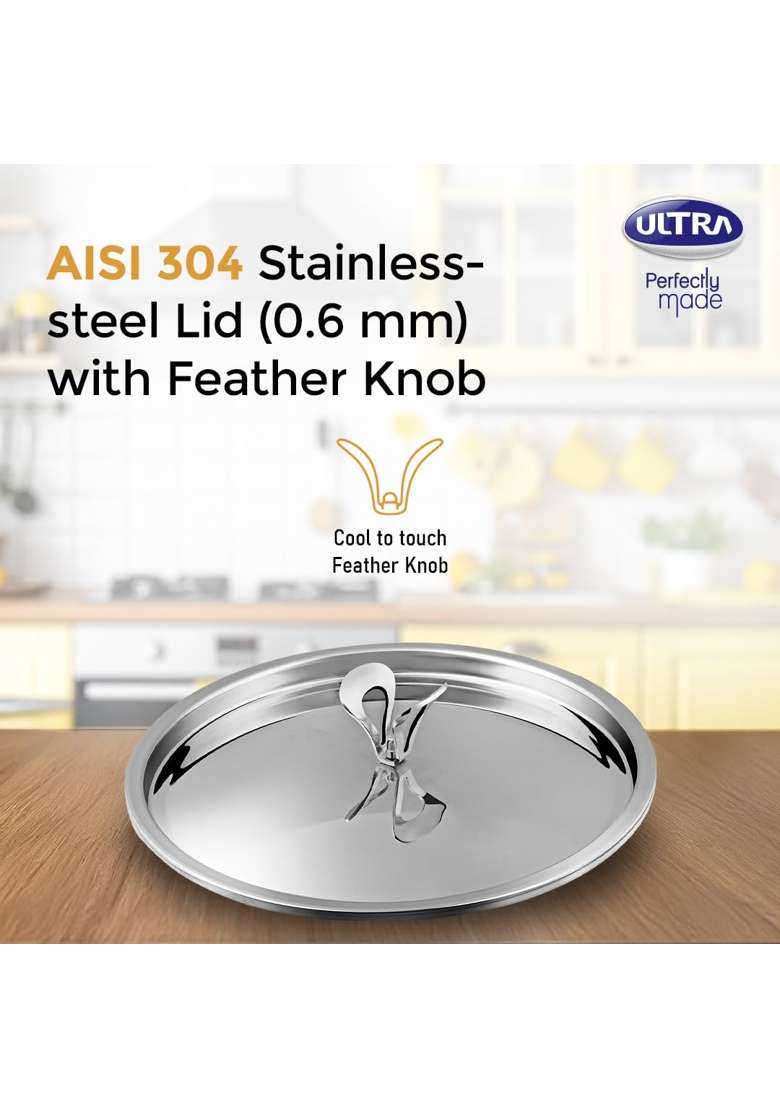 ULTRA Triply Frying Pan | 1.75 L | 1.8 Qt | 24 cm | 9.4 Inch | Non-Stick | Food Safe - Indya