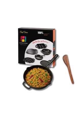Human Hydro Pre-Seasoned Cast Iron Fry Pan | 24 cm | 9.4 Inch | Induction Compatible | Non-Stick