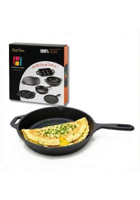 Human Hydro Pre-Seasoned Cast Iron Fry Pan | 26 cm | 10.2 Inch | Induction Compatible | Non-Stick