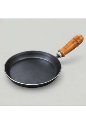 KIRUBA KITCHEN ESSENTIALS Kiruba Raw Iron Frying Pan with Wooden Handle | 23 cm | 9.1 Inch