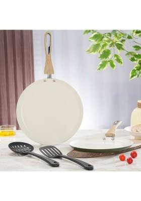 Cookaid Velora Series Non Stick Ceramic Dosa Tawa Dosa Pan Pcs Cookware Set | 1.2 L | 1.3 Qt | 22 cm | 8.7 Inch | 2-Piece Set