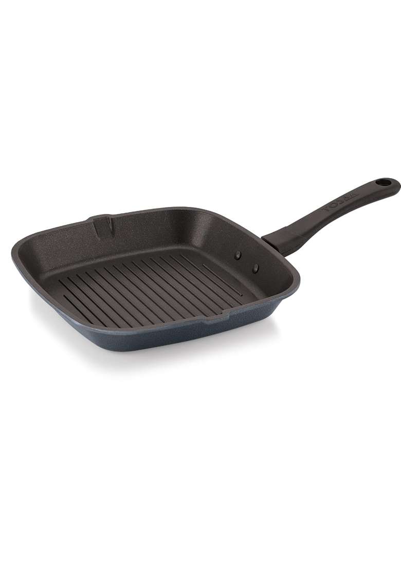 Tosaa Non-Stick Aluminium Gas Compatible Grill Pan | 24 cm | 9.4 Inch - Indya