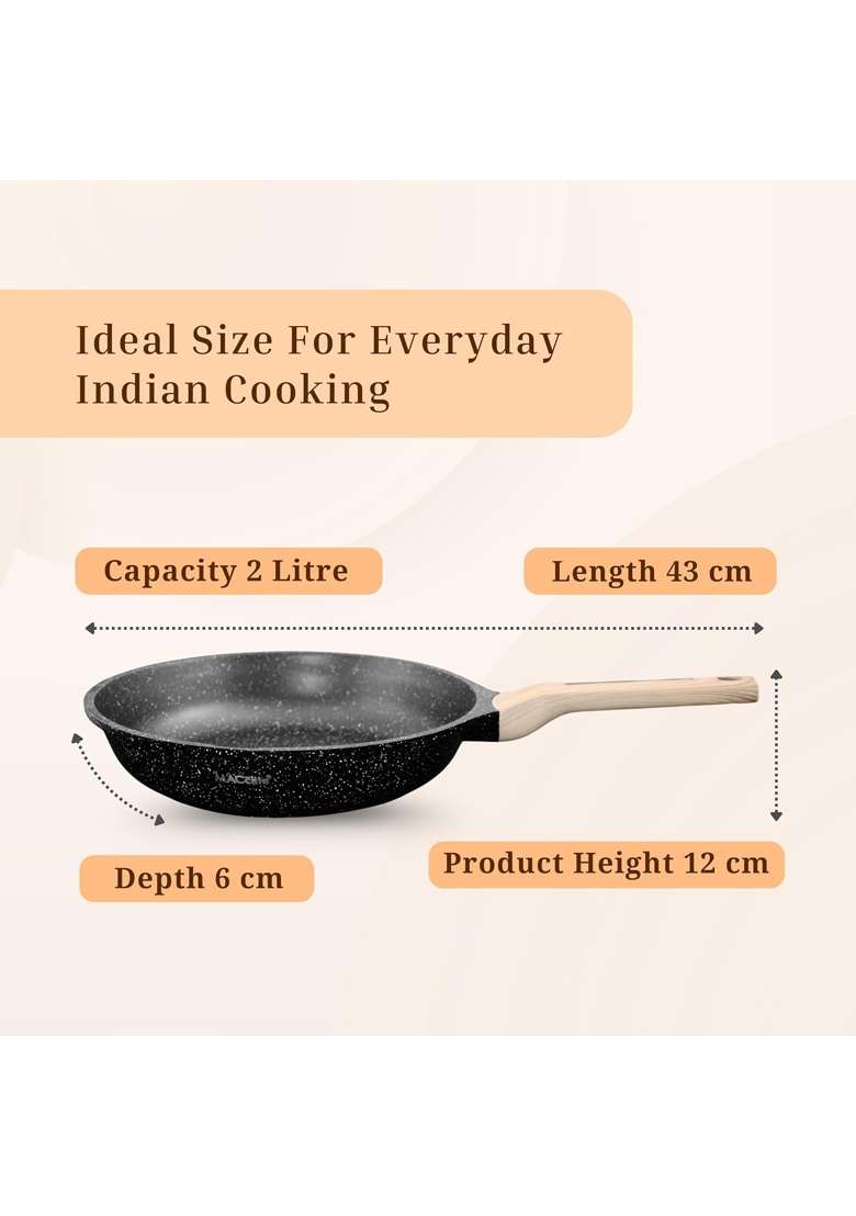 MACclite Hard Rock Die Cast Triumph Non Stick Frying Pan Dia | 2 L | 2.1 Qt | 24 cm | 9.4 Inch | Induction Compatible | Dishwasher Safe | PFOA Free - Indya